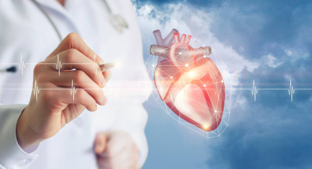Diagnosis of heart doctor . Diagnosis of heart doctor on a blue background. technology office equipment laboratory stock pictures, royalty-free photos & images