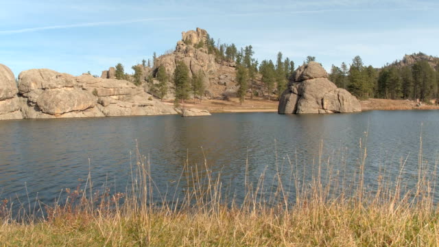 Mighty rock formations on Sylvan Lake shoreline in Black Hills Custer State Park