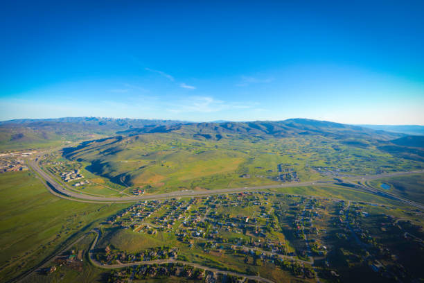 istock Flying above the ground in hot air balloon 695313380