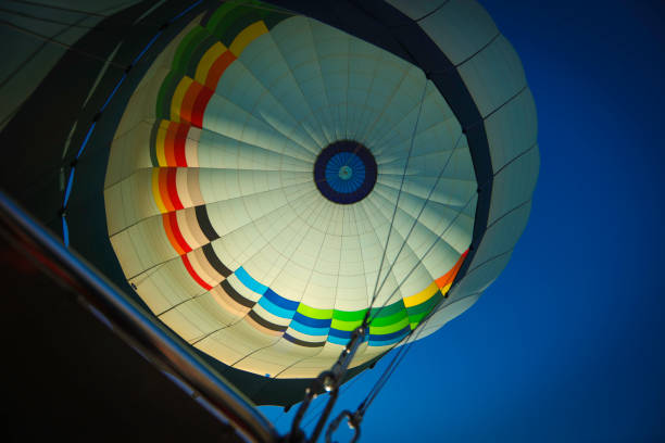 istock Flying above the ground in hot air balloon 695313420