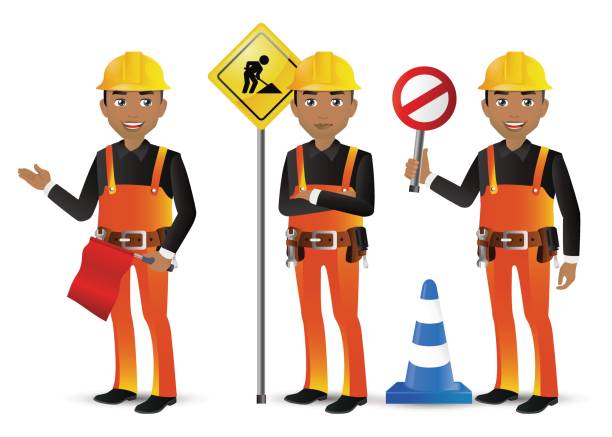 Elegant People-Professional. Worker Elegant People-Professional. Worker hardhat roadblock boundary barricade stock illustrations