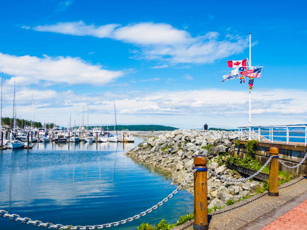 Seaside walk in Sidney BC on Vancouver Island, Canada stock photo