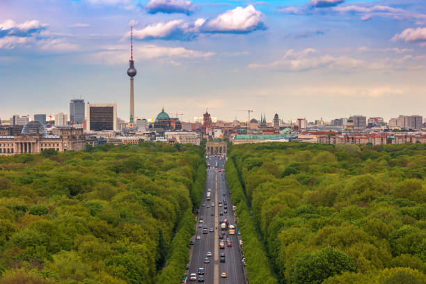 istock Berlin city skyline and Tiergarten, Berlin, Germany 695334648