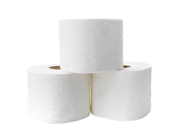 istock Rolls of toilet paper isolated on white background 695338524