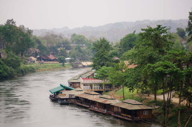 thailand. river kwai. a nice place. - kwai river kanchanaburi province bridge thailand imagens e fotografias de stock