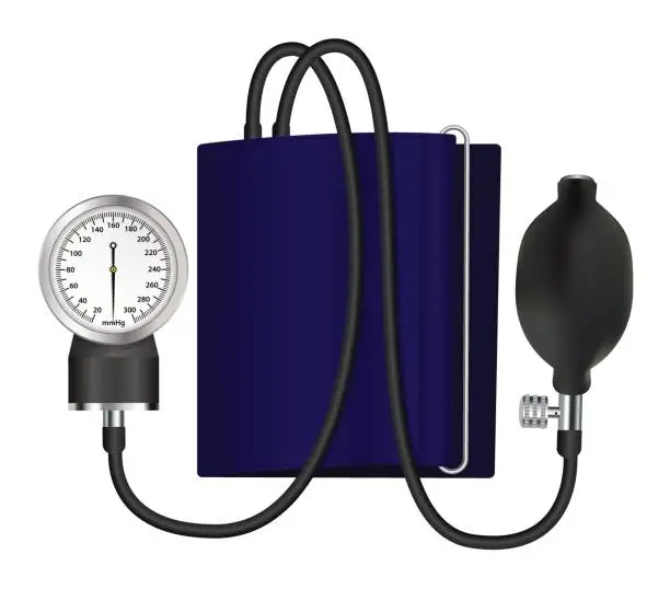 Vector illustration of Tonometer medical device for measuring blood pressure. Isolated objects. Vector illustration.