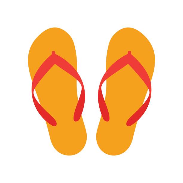 illustrations, cliparts, dessins animés et icônes de icône de chaussons orange plage isolé sur fond blanc - pantoufle