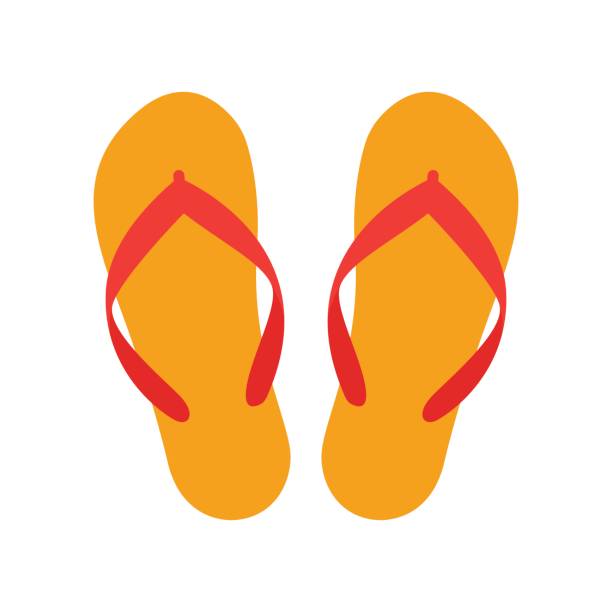 Orange beach slippers icon isolated on white background Orange beach slippers icon isolated on white background flip flop stock illustrations