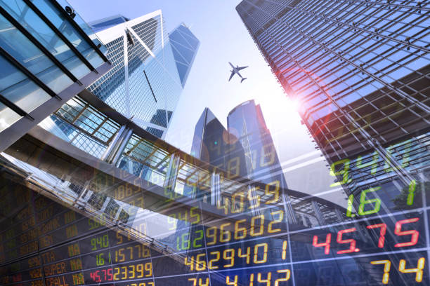 香港背景の高層ビルに株式市場の交換。 - stock market stock exchange city global finance ストックフォトと画像