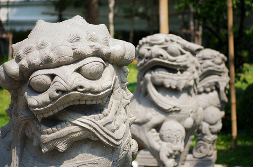 Close-up of ancient Chinese traditional carved dragon