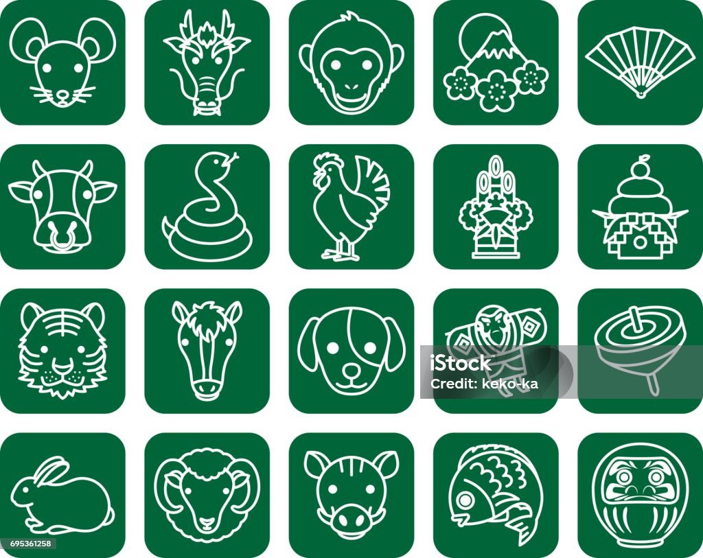Icône illustration d’un nouvel an au Japon - clipart vectoriel de Année du Rat libre de droits