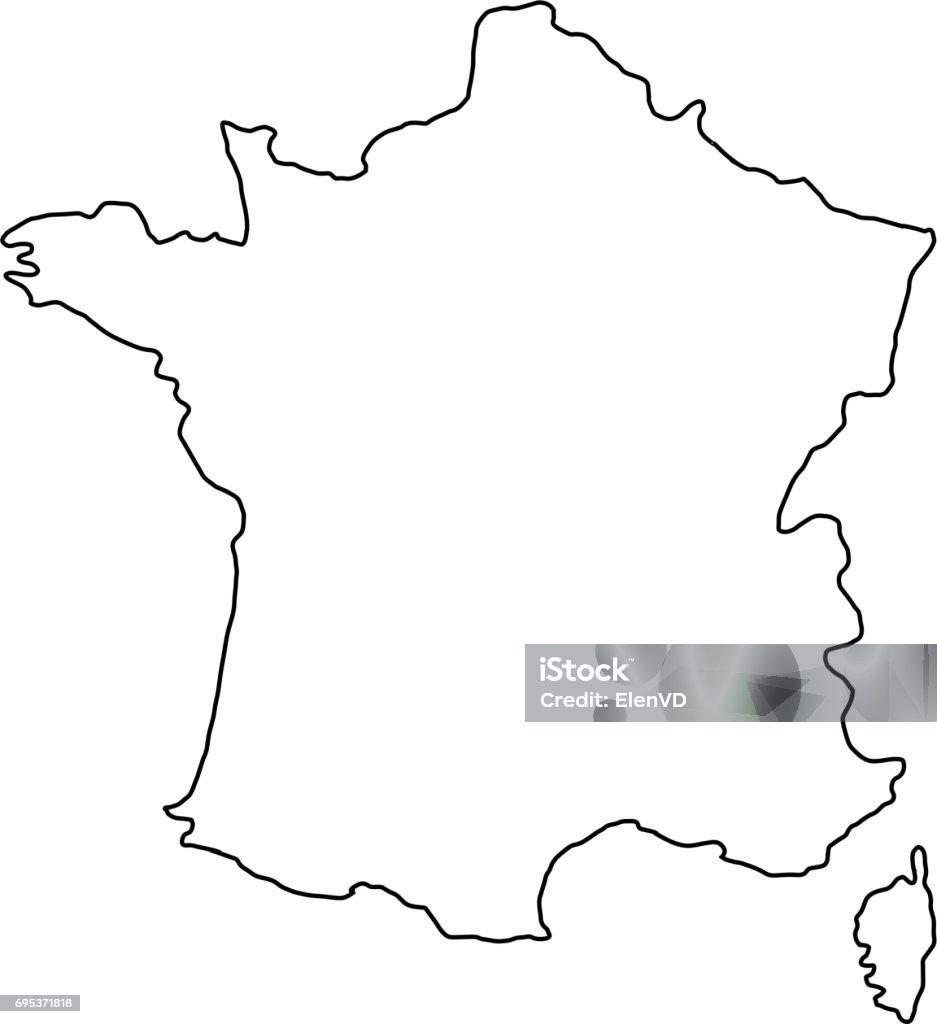 The France map of black contour curves of vector illustration France stock vector