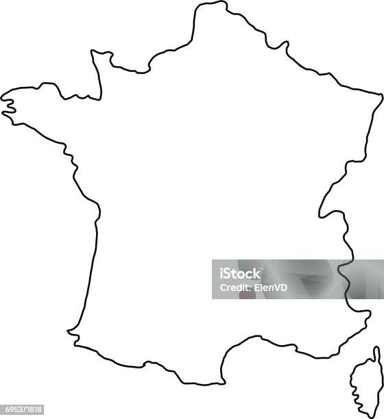 The France Map Of Black Contour Curves Of Vector Illustration Stock Illustration - Download Image Now