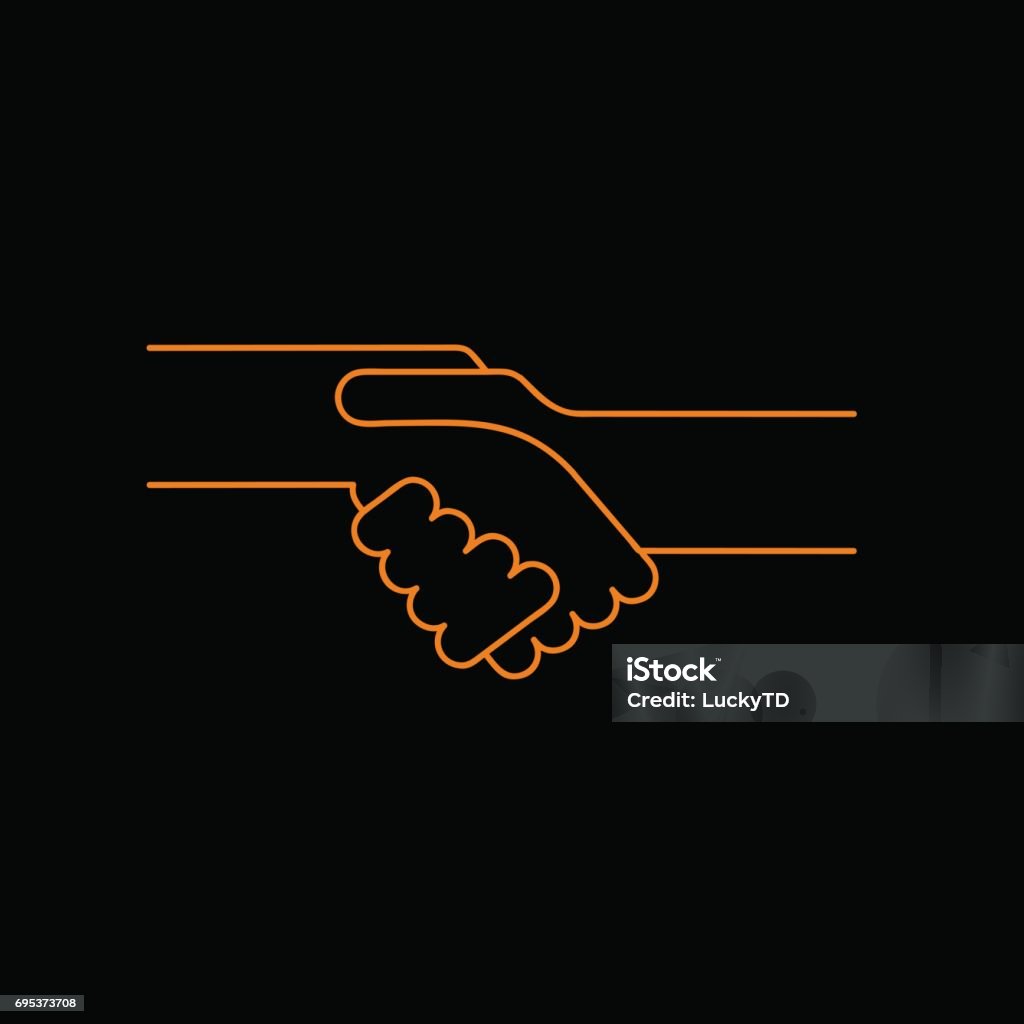 Abstract Handshake Vector Sign Abstract Handshake In Linear Style On Black Background ...