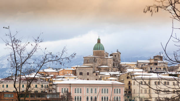 istock Snow covered village in italy 695379804