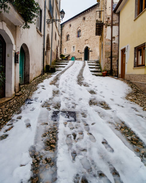 istock Snow covered village in italy 695379874
