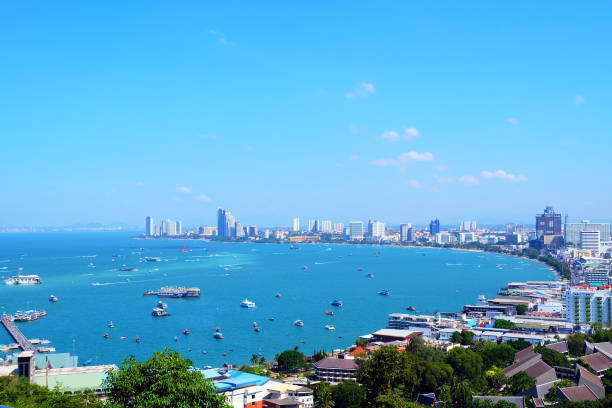 istock Beautiful Beach from the top view on the hill 695387534