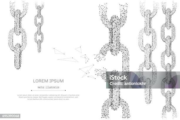 Broken Tearing Chain Low Poly Gray Stock Illustration - Download Image Now - Chain - Object, Wire-frame Model, Breaking