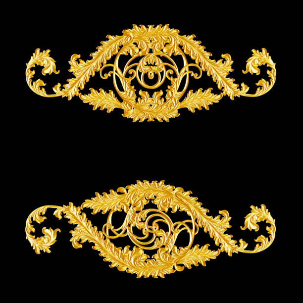 istock Ornament elements, vintage gold floral designs 695393340