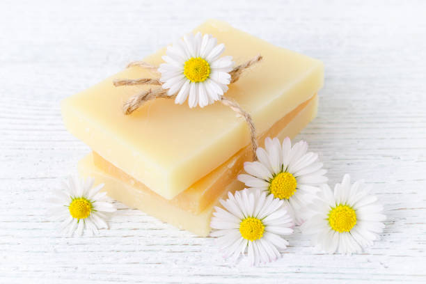 istock handmade organic chamomile soap bar with fresh chamomile flowers 695393594