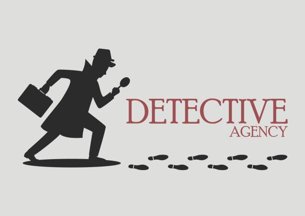 Silhouette of detective agency vector art illustration
