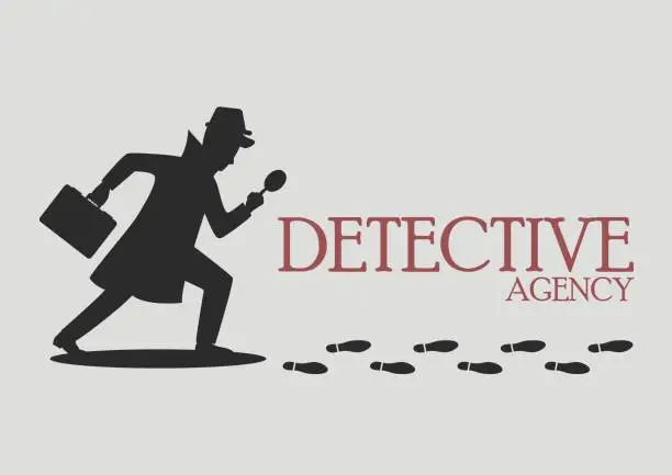 Vector illustration of Silhouette of detective agency