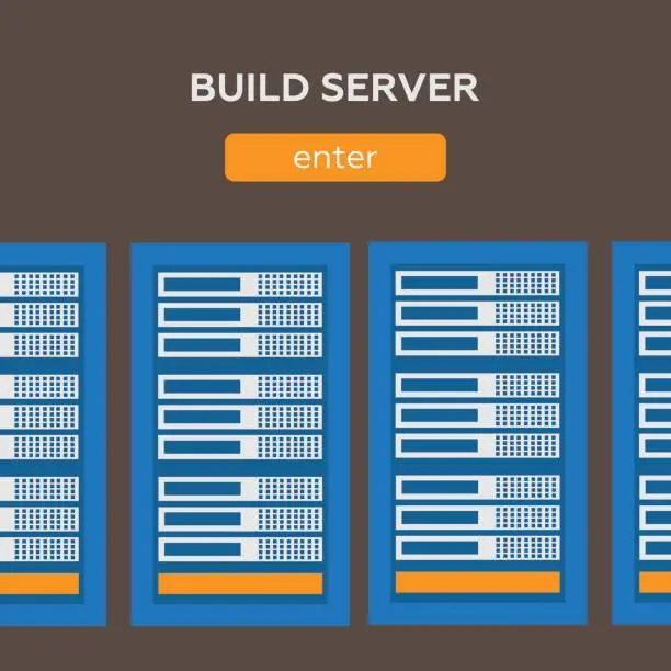 Vector illustration of Data center and hosting vector banners set. Network internet dat