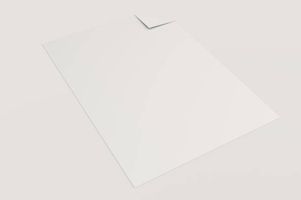 istock Blank white flyer with a curved corner mockup on white background 695401926