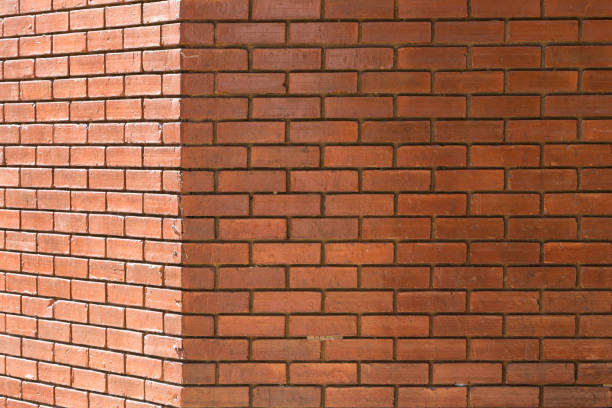 istock brick wall texture background material of industry construction 695415630