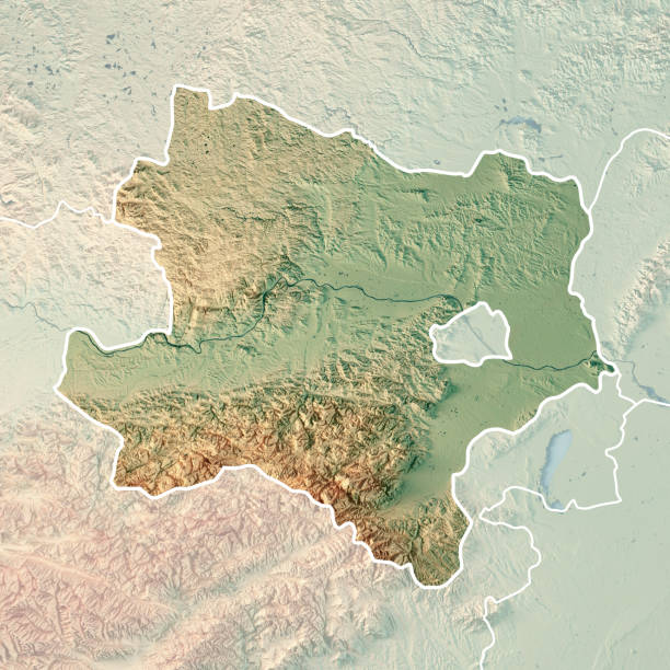Lower Austria Bundesland 3D Render Topographic Map Border Fade