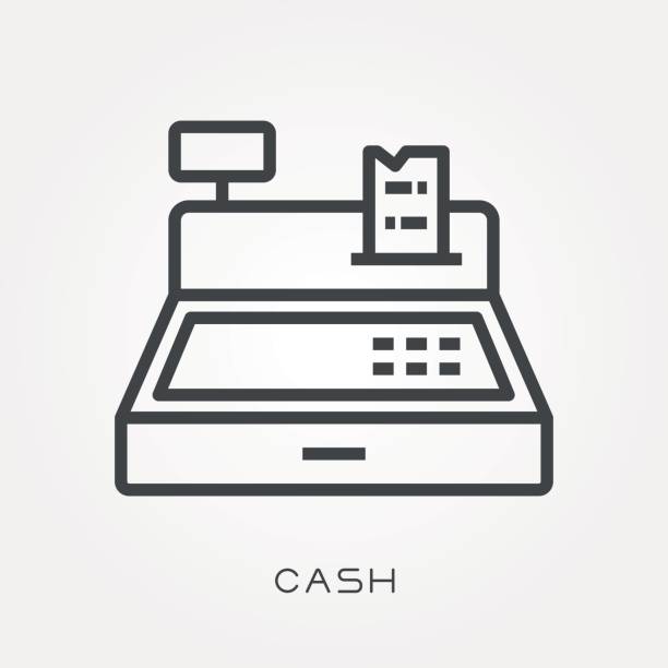 行アイコン キャッシュ - cash register wealth coin currency点のイラスト素材／クリップアート素材／マンガ素材／アイコン素材