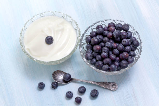 istock Delicate yogurt with blueberries and melissa 695429542