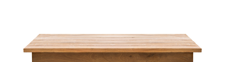 Wood table top on white background.clipping paths