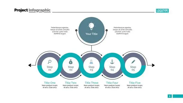 Vector illustration of Circle process chart slide template