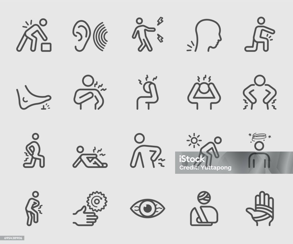 Body pain and Injury line icon Pain stock vector