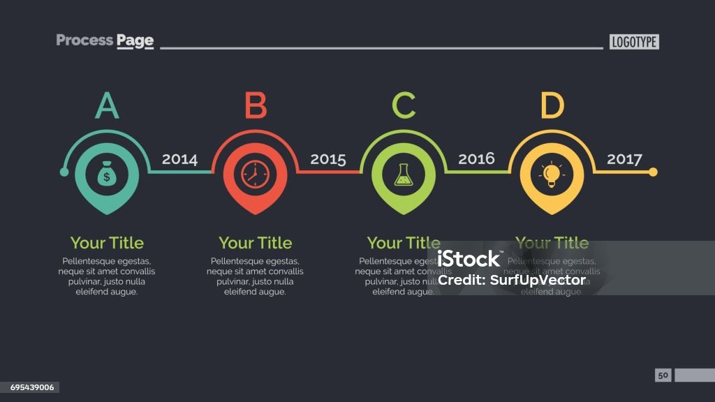 Four Points Timeline Slide Template Stock Illustration - Download Image ...