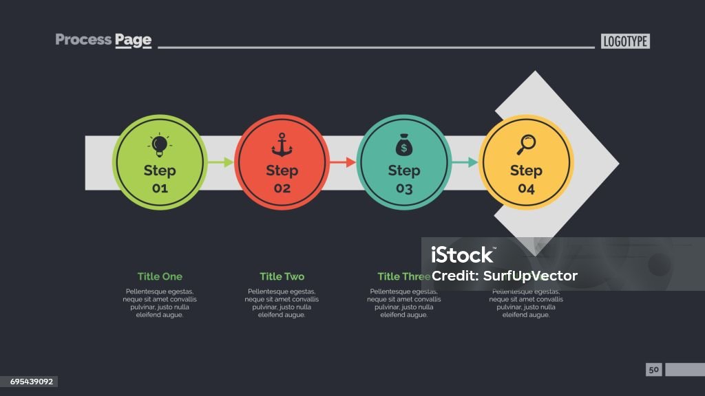 Process Chart With Steps Slide Template Stock Illustration - Download ...