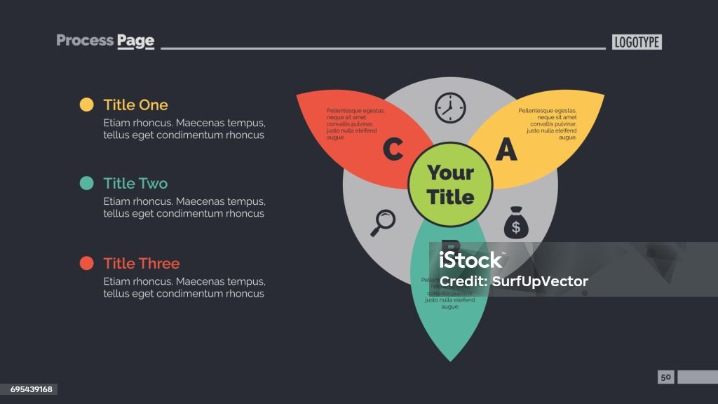 Three Topic Template Three Petal Diagram Slide Template Stock Illustration - Download Image ...