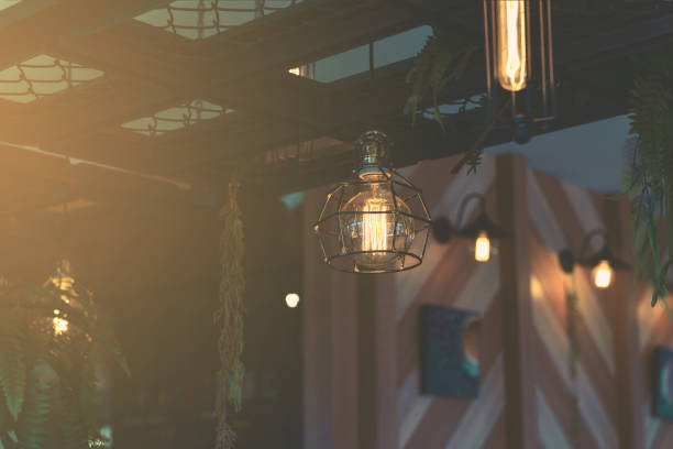 istock Decorative antique luxury light bulbs - retro color style 695441608
