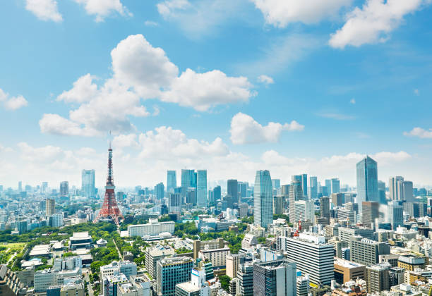 paisaje de la ciudad de tokio - tokyo prefecture tokyo tower japan cityscape fotografías e imágenes de stock