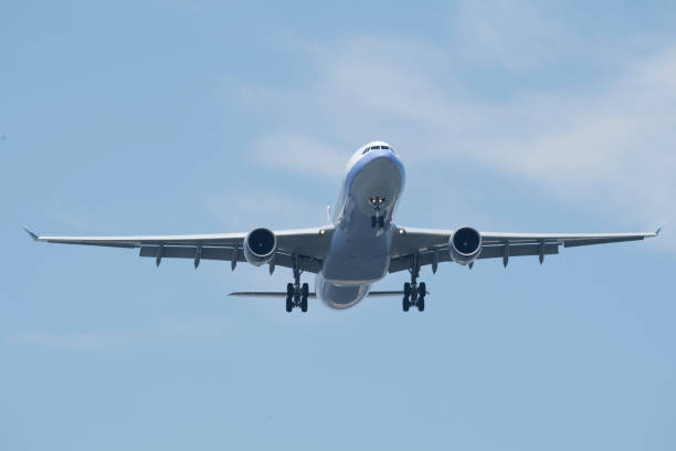 istock A picture of the airplane flying from the front. 695445776