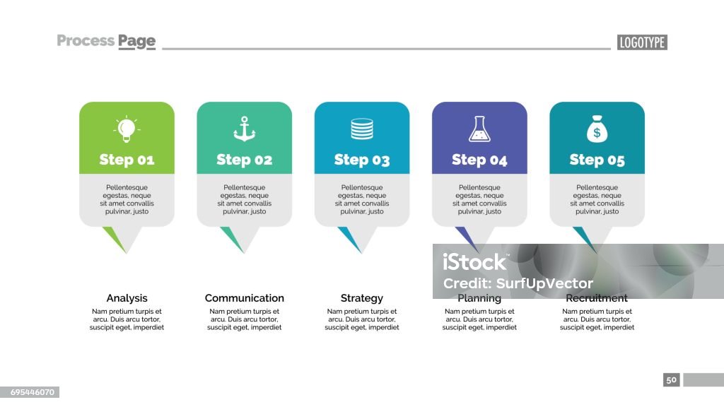 5 Pointer Format Five Pointers Slide Template Stock Illustration - Download Image Now ...