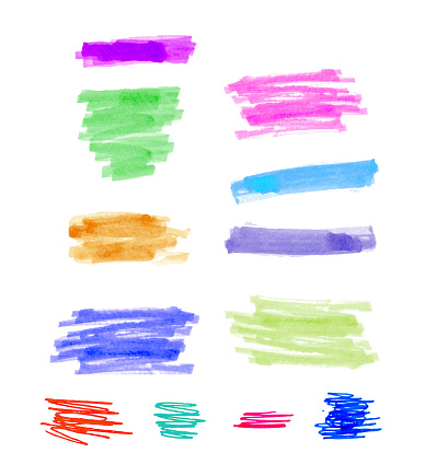 hand drawn colorful highlight stripes design elements brushes marker strokes.