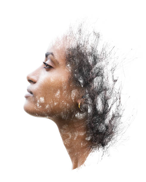 istock Portrait combined with the pen drawing 695449162
