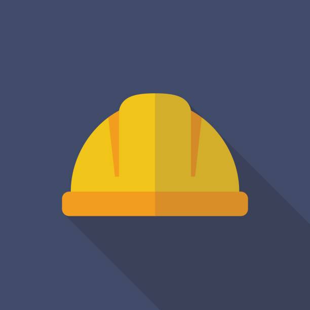 Construction helmet flat icon Construction helmet flat icon. flat style with long shadow harsh shadows stock illustrations