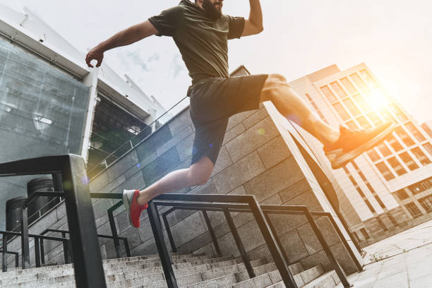 istock Man in the mid-air. 695470534