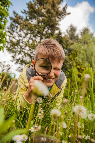 istock Child Exploring the Outdoors With Magnifying Glass 695479980
