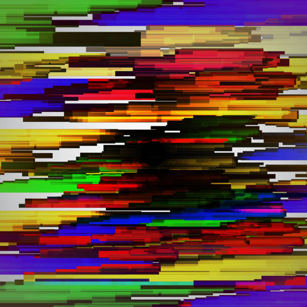 ilustrações, clipart, desenhos animados e ícones de glitched listras horizontais. luzes coloridas à noite. erro de sinal digital. abstrato para um cartaz, capa, cartão de visita ou postal. elemento do projeto. vector - computer bug flash