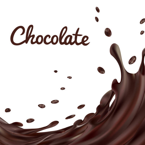 schokolade spritzer hintergrund. braun kaffee oder schokolade mit tropfen und schrauben isoliert auf weißem hintergrund, 3d vektor-illustration - chocolate chocolate candy dark chocolate pouring stock-grafiken, -clipart, -cartoons und -symbole