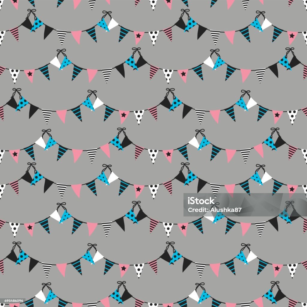 Patterned Flags Seamless Pattern With Triangular Flags Vector Pattern With Bunting On ...